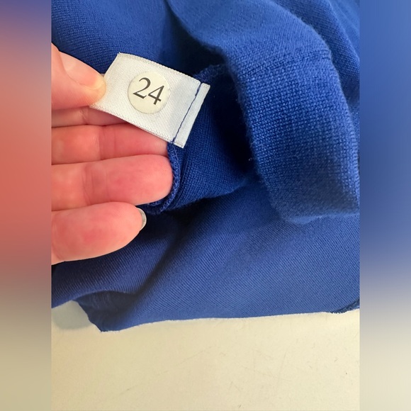New ST. JOHN Cobalt Blue Dress Wool Shift Sheath Sweater Knit Navy Silk Trim - Picture 15 of 16